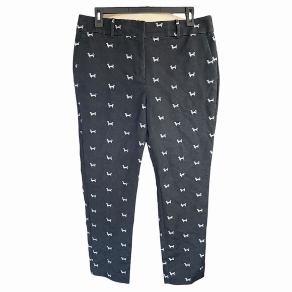 Ann Taylor Loft Pants - Ann Taylor LOFT sz 8 Dachshund Weiner Dog Embroidery Pant MARISA Black Womens